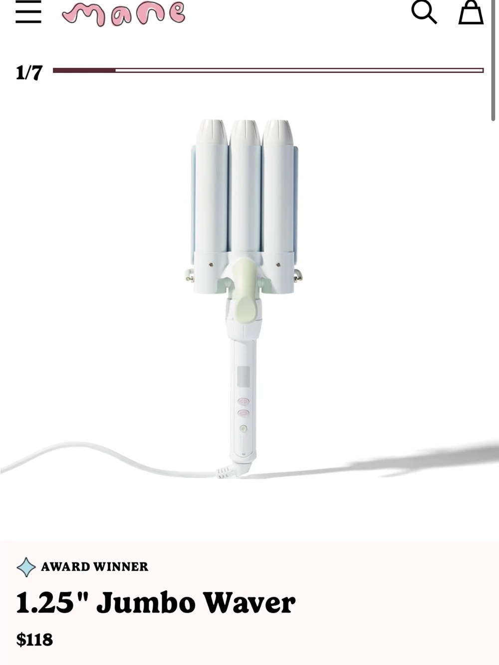 1.25" Jumbo Waver in White - Mane